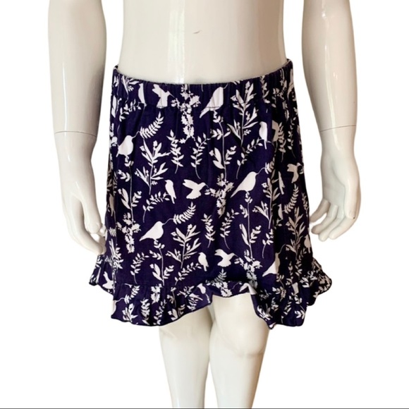 OSCAR DE LA RENTA Girls Cotton Poplin Bird Print Skirt Elastic Waist Ruffle Hem - Picture 1 of 16